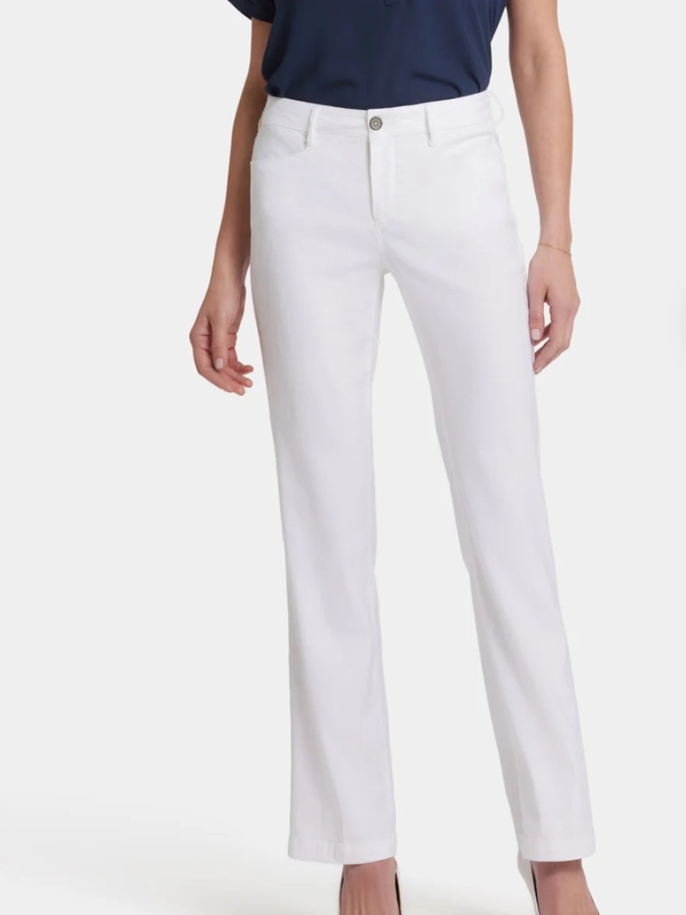 NYDJ White Linen Blend Lift Tuck Pants High Rise Straight Leg Sz 18